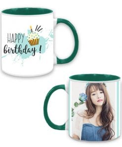 Custom Dual Tone Green Mug - Happy Birthday Design
