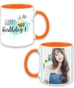 Custom Dual Tone Orange Mug - Happy Birthday Design