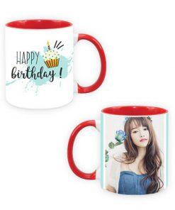 Custom Dual Tone Red Mug - Happy Birthday Design