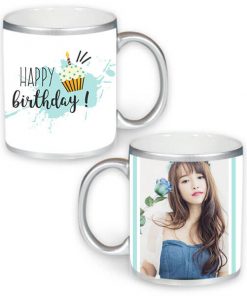 Custom Silver Mug - Happy Birthday Design