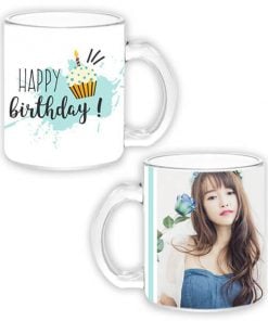 Custom Transparent Clear Mug - Happy Birthday Design