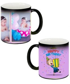Custom Magic Mug - Black - Happy Birthday Gift Box Design
