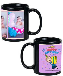 Custom Black Mug - Happy Birthday Gift Box Design