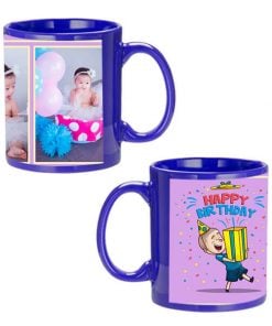 Custom Blue Mug - Happy Birthday Gift Box Design