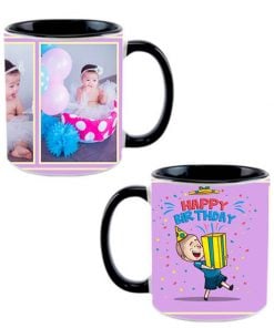 Custom Dual Tone Black Mug - Happy Birthday Gift Box Design