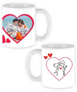 Custom White Mug - Hearts and Roses Design