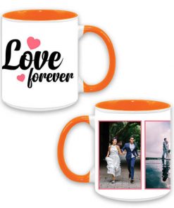 Custom Dual Tone Orange Mug - Love Forever Design