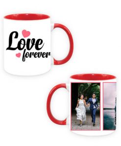 Custom Dual Tone Red Mug - Love Forever Design
