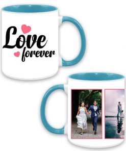 Custom Dual Tone Sky Blue Mug - Love Forever Design