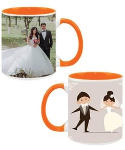 Custom Dual Tone Orange Mug - Married Couple Design