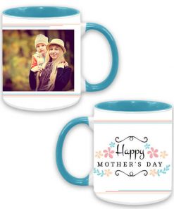 Custom Dual Tone Sky Blue Mug - Happy Mother's Day Design