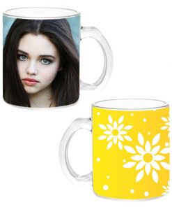 Custom Transparent Clear Mug - Yellow Flowers Design