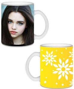 Custom Transparent Frosted Mug - Yellow Flowers Design
