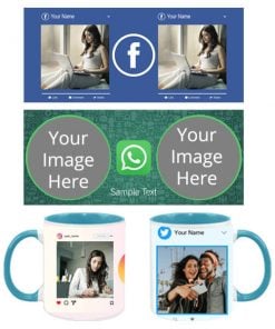 Social Media Design Customized Dual Tone Sky Blue Mug