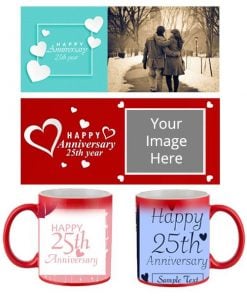 Anniversary Design Customized Magic Mug - Red