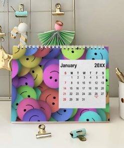 Emoji Design Customized Photo Desk Calendar Rectangle Landscape