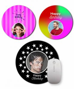 Birthday Design Custom Circle Photo Printed Mouse Pad