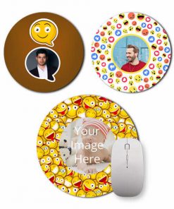Emoji Design Custom Circle Photo Printed Mouse Pad