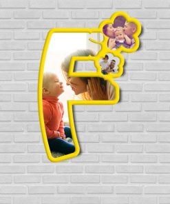 F Alphabet Shaped Customized Photo Wooden Frame Wall Hanging
