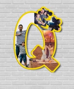 Q Alphabet Shaped Customized Photo Wooden Frame Wall Hanging