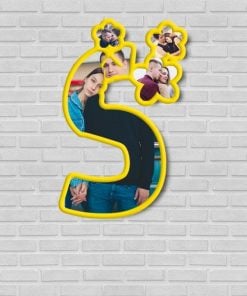S Alphabet Shaped Customized Photo Wooden Frame Wall Hanging
