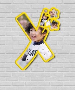 X Alphabet Shaped Customized Photo Wooden Frame Wall Hanging