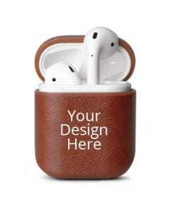 Customized Leather Cover for Apple Air Pods - Brown