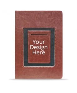 Customized Leather Notebook Diary with Card Holder - Brown