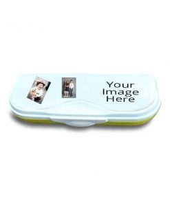 Yellow Customized Photo Printed Curved Geometry Pencil Box