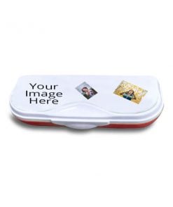 Red Customized Photo Printed Curved Geometry Pencil Box
