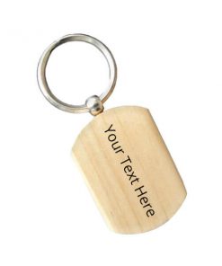Rectangle with Curved Edges Customized Wooden Keychain