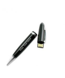 Gloss Finish Black Pen with Custom Printed USB Pen Drive