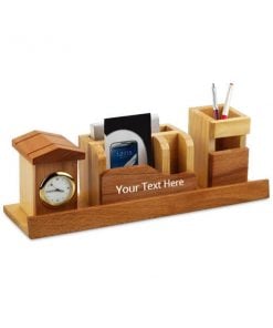 Customized Wooden Pen and Table Stand with Analog Watch