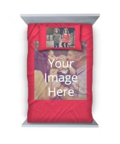 Pink Customized Photo Printed Single Bed Sheet with Pillow Cover