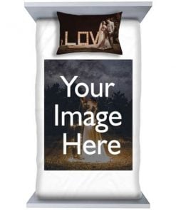 White Customized Photo Printed Single Bed Sheet with Pillow Cover