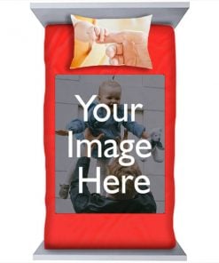 Red Customized Photo Printed Single Bed Sheet with Pillow Cover