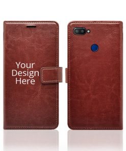 Brown Customized Leather Diary Flip Case for Realme 3 Pro