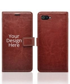 Brown Customized Leather Diary Flip Case for Realme C2