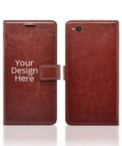 Brown Customized Leather Diary Flip Case for Redmi Go