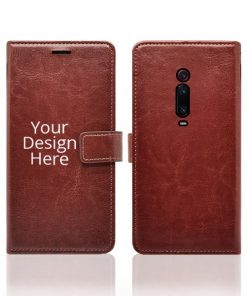 Brown Customized Leather Diary Flip Case for Redmi K20