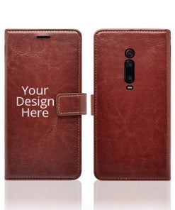 Brown Customized Leather Diary Flip Case for Redmi K20 Pro