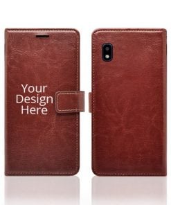 Brown Customized Leather Diary Flip Case for Samsung Galaxy A10