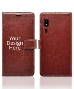 Brown Customized Leather Diary Flip Case for Samsung Galaxy A2 Core