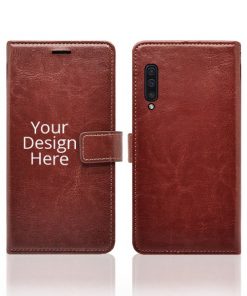 Brown Customized Leather Diary Flip Case for Samsung Galaxy A50