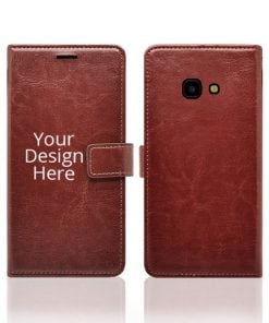 Brown Customized Leather Diary Flip Case for Samsung Galaxy J4 Plus