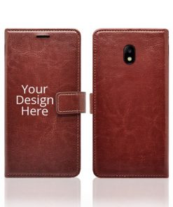 Brown Customized Leather Diary Flip Case for Samsung Galaxy J7 Pro