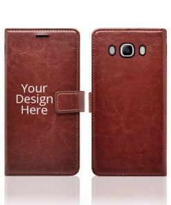 Brown Customized Leather Diary Flip Case for Samsung Galaxy J7 2016