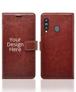 Brown Customized Leather Diary Flip Case for Samsung Galaxy M30