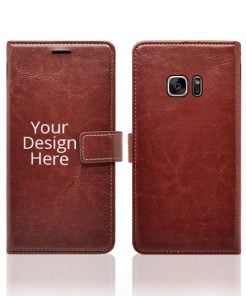 Brown Customized Leather Diary Flip Case for Samsung Galaxy S7 Edge