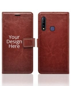 Brown Customized Leather Diary Flip Case for Vivo Z1Pro